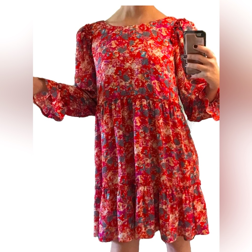 Sugarlips Babydoll Swing Dress Ruffle bottom Scoop Neck and Tie Back. Size L. - Picture 1 of 10